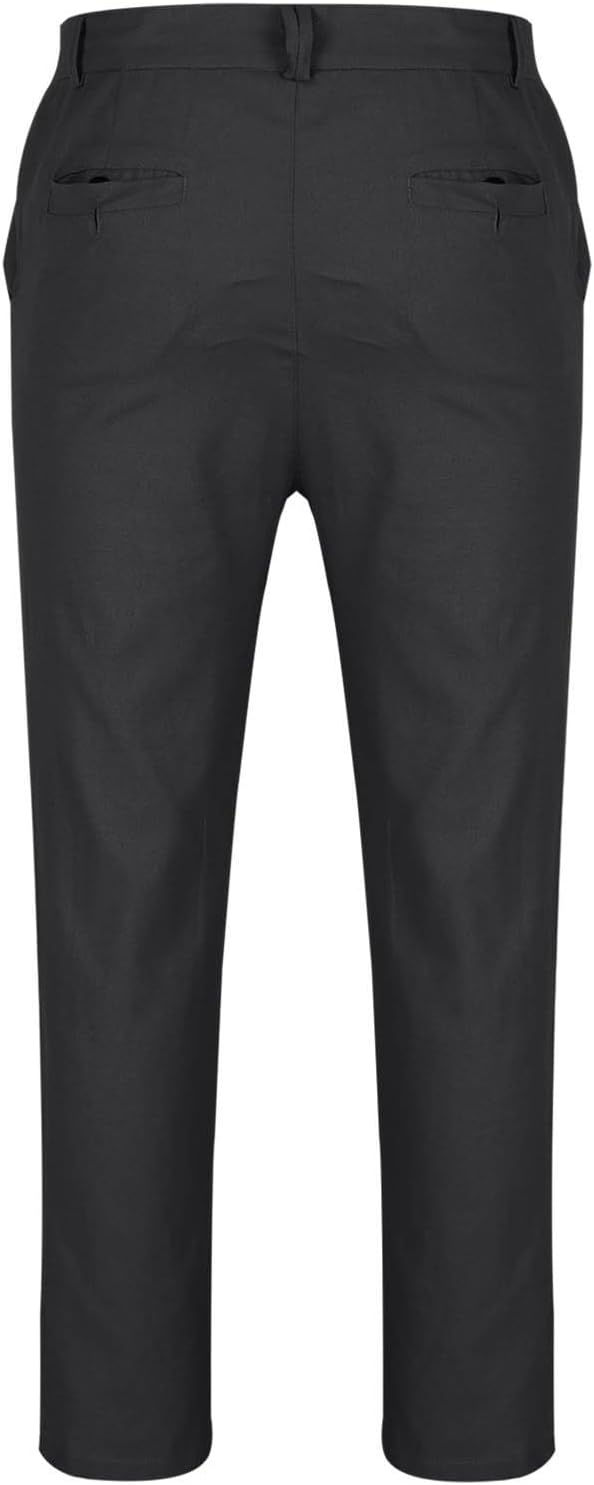 Thumbnail: Work Pants for Men Casual Flat Front Dress Pants Straight Fit Men Office Busine