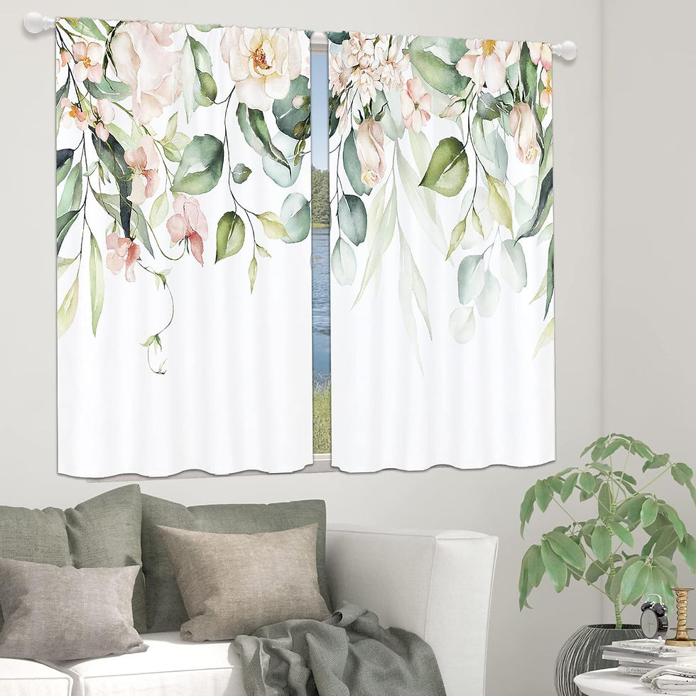 Thumbnail: Light Purple Eucalyptus Kitchen Curtains, Lavender Lilac Violet Wisteria Floral