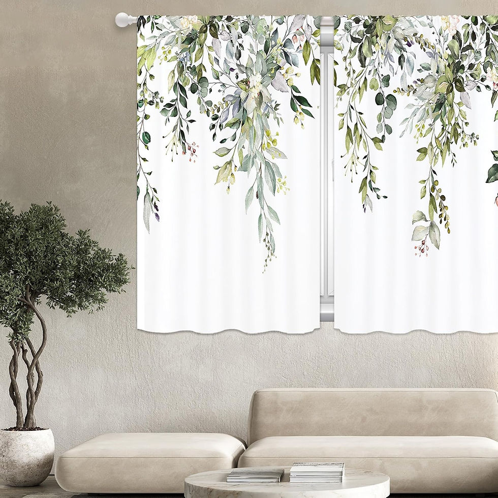 Thumbnail: Light Purple Eucalyptus Kitchen Curtains, Lavender Lilac Violet Wisteria Floral