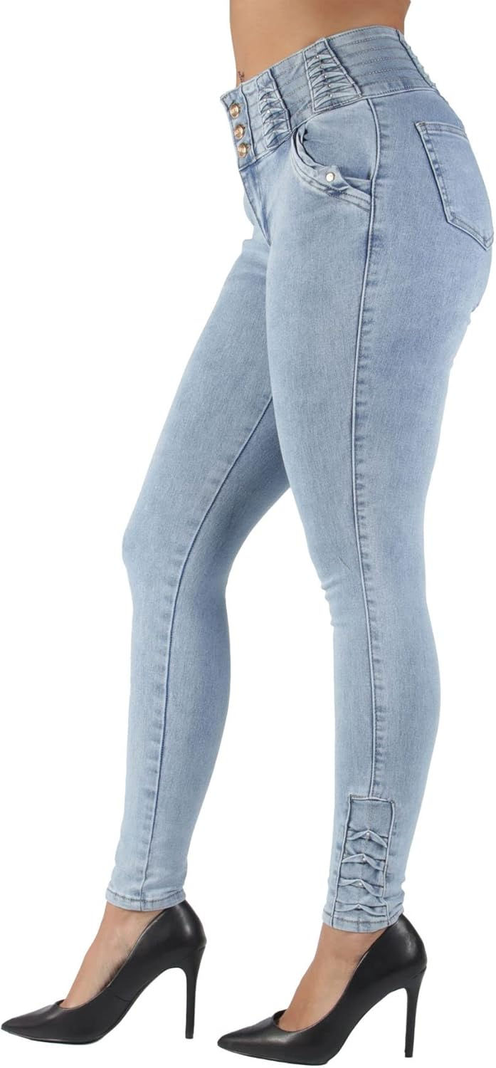 Thumbnail: Plus/Junior Size Colombian Design Butt Lift Levanta Cola Stretch Skinny Jeans