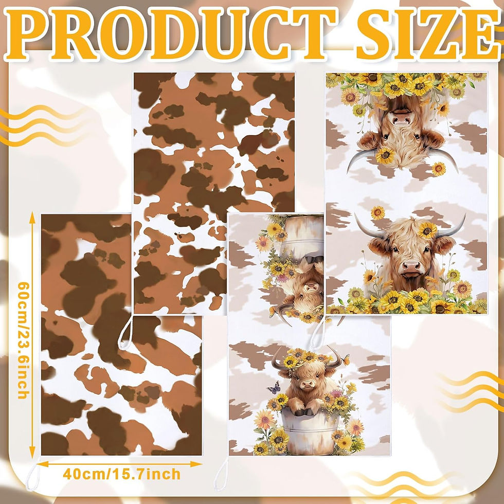 Thumbnail: Bencailor 4 Pcs Sunflower Kitchen Towels Summer Sea Beach Flower Floral Cow Kit
