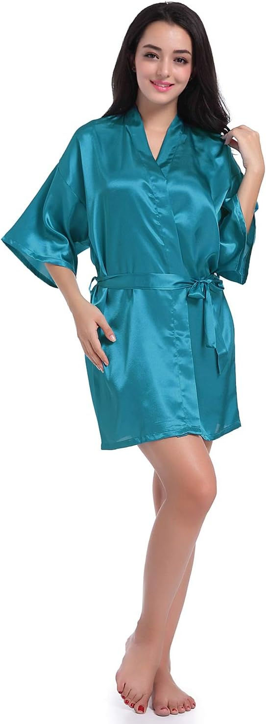 Miniatura: CuteOn Kids Girl's Satin Silky Kimono Robe for Spa Wedding Birthday Party Gifts