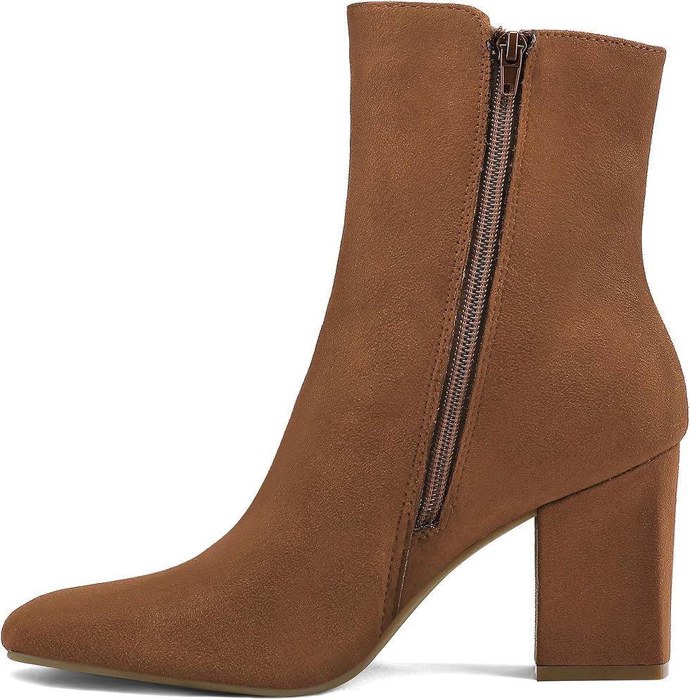 Thumbnail: mysoft Women's GoGo Ankle Boots Square Toe Side Zipper Chunky Block Heel Mid Ca
