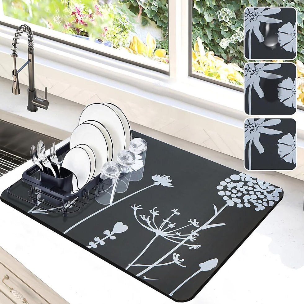 Thumbnail: Dish Drying Mat for Kitchen Counter, 16"x24" Dish Drying Pad with Non-slip Rubb