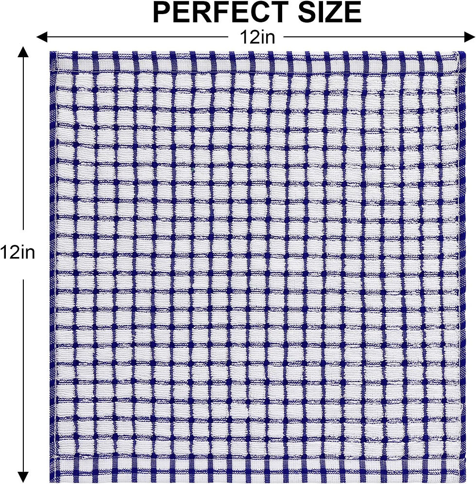 Миниатюра: Kitinjoy Cotton 8 Pack Terry Kitchen Dish Cloths, 12 x 12 Inches Super Soft and