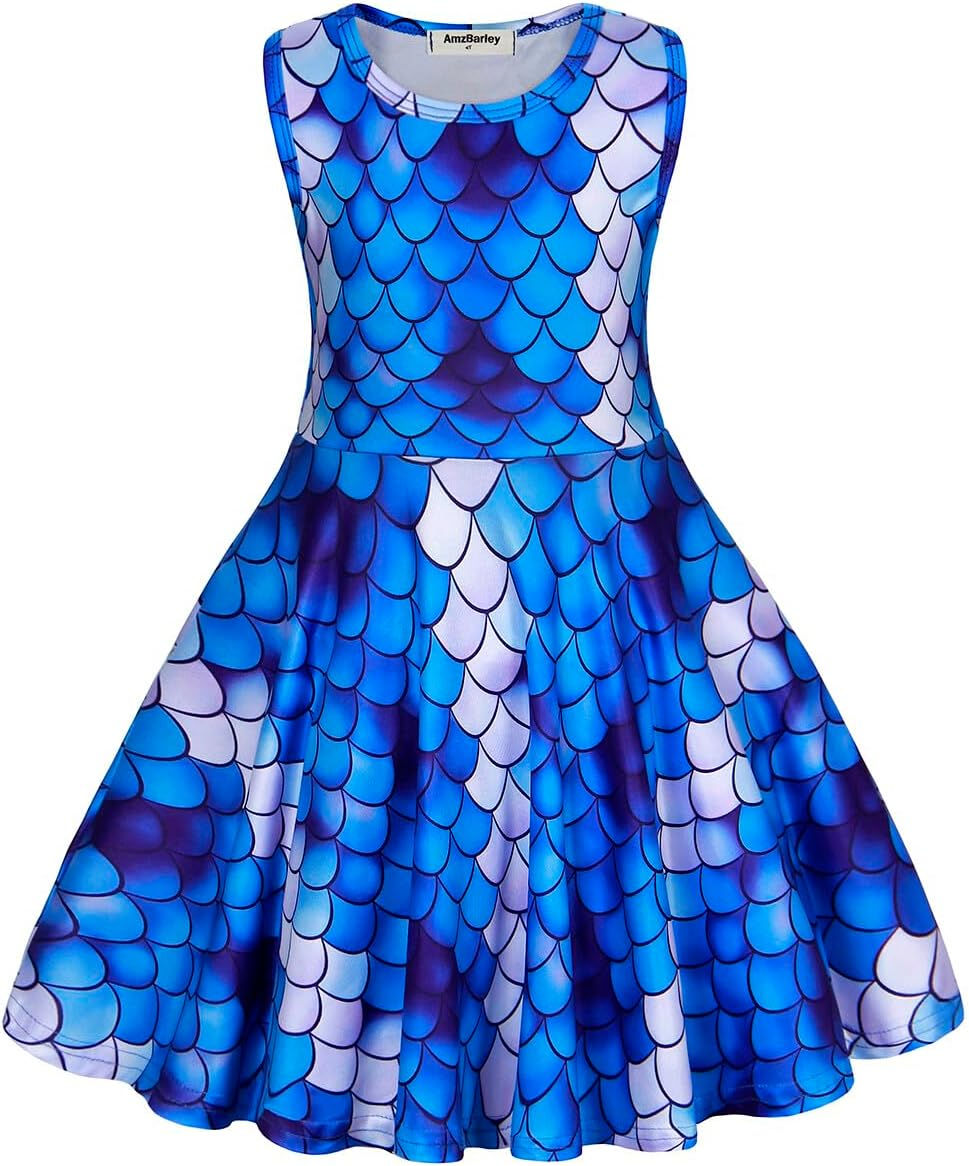Miniatura: WonderBabe Girls Dresses Kids Casual Mermaid Sundress A Line Twirly Skater Dres