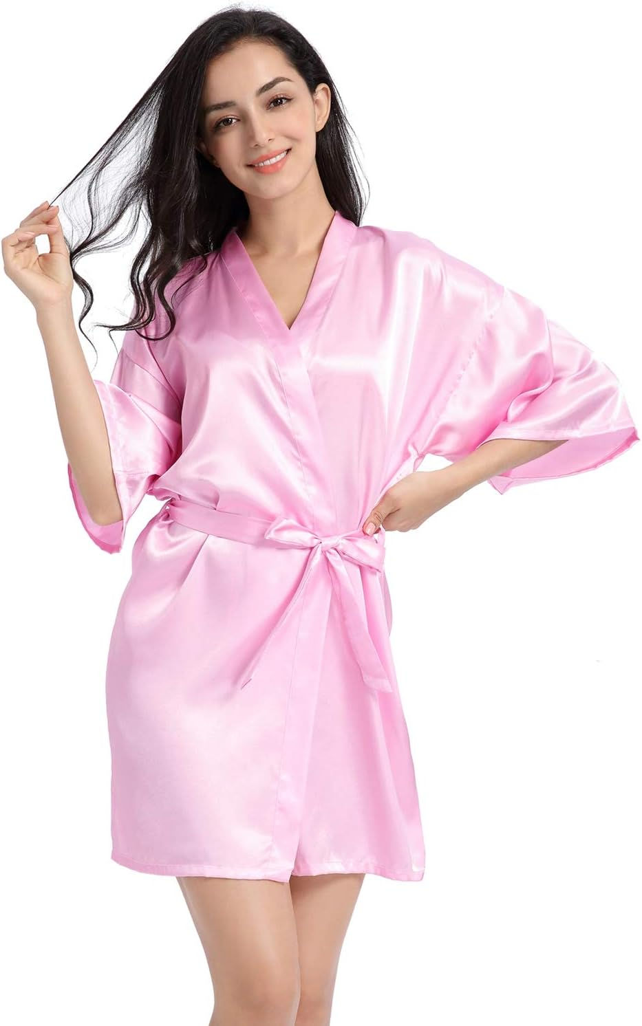 Thumbnail: CuteOn Kids Girl's Satin Silky Kimono Robe for Spa Wedding Birthday Party Gifts