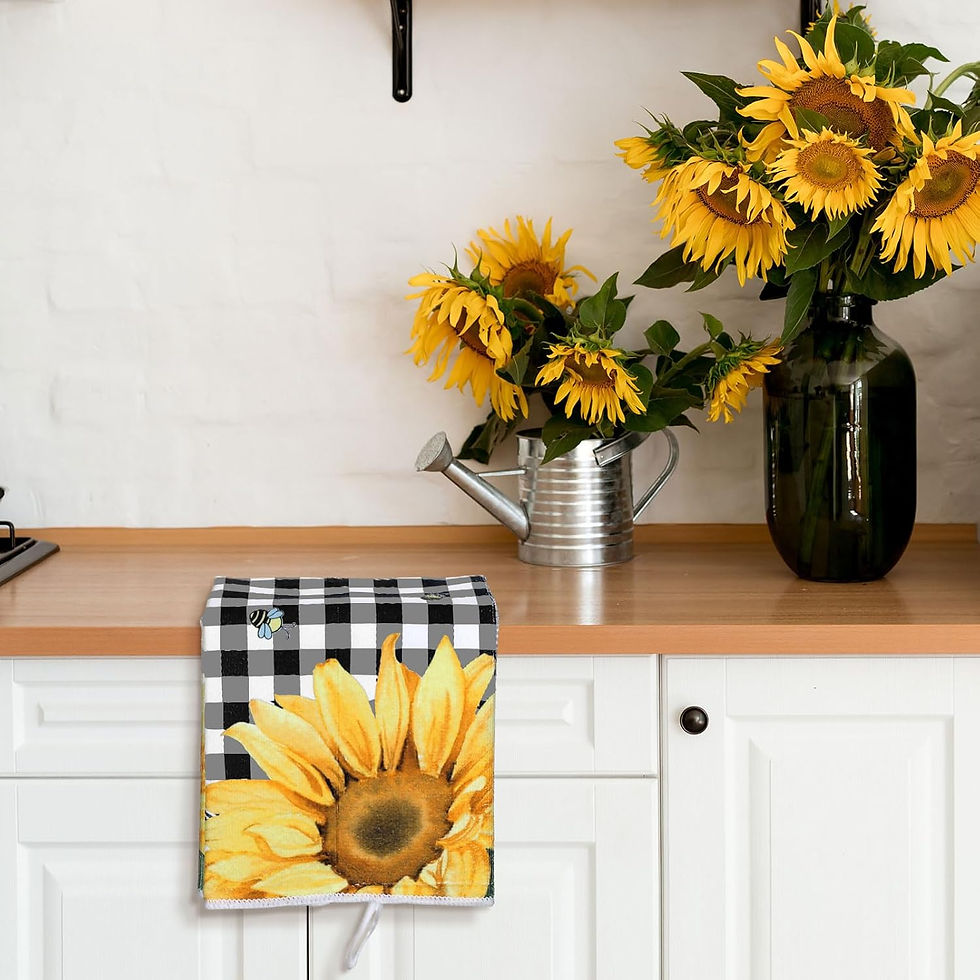 Thumbnail: Bencailor 4 Pcs Sunflower Kitchen Towels Summer Sea Beach Flower Floral Cow Kit