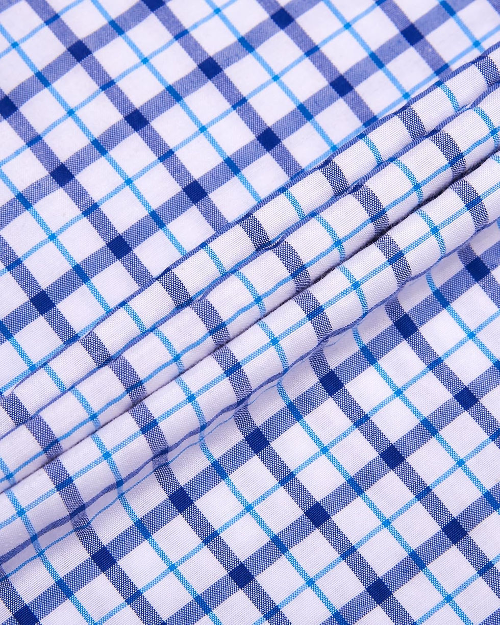 Thumbnail: Alimens & Gentle Mens Plaid Short Sleeve Button Down Shirts Cotton Regular Fit 