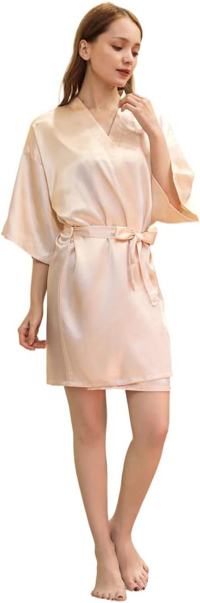 Thumbnail: CuteOn Kids Girl's Satin Silky Kimono Robe for Spa Wedding Birthday Party Gifts