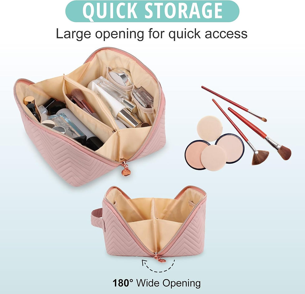 Thumbnail: Makeup Bag Cosmetic Bag, Large Capacity Travel Makeup Bag for Women with Portab