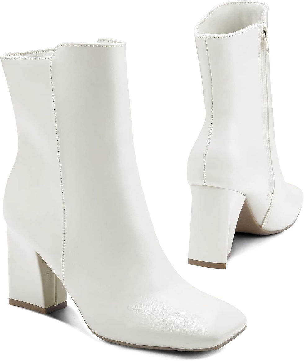 Thumbnail: mysoft Women's GoGo Ankle Boots Square Toe Side Zipper Chunky Block Heel Mid Ca

