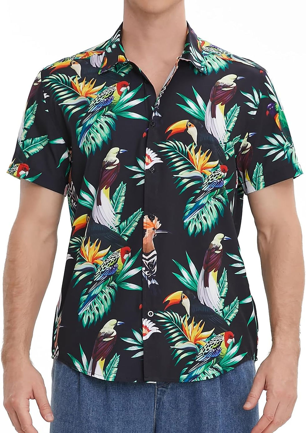 Thumbnail: MCULIVOD Men's Hawaiian Tropical Shirts, Printing Short Sleeve Casual Button Do