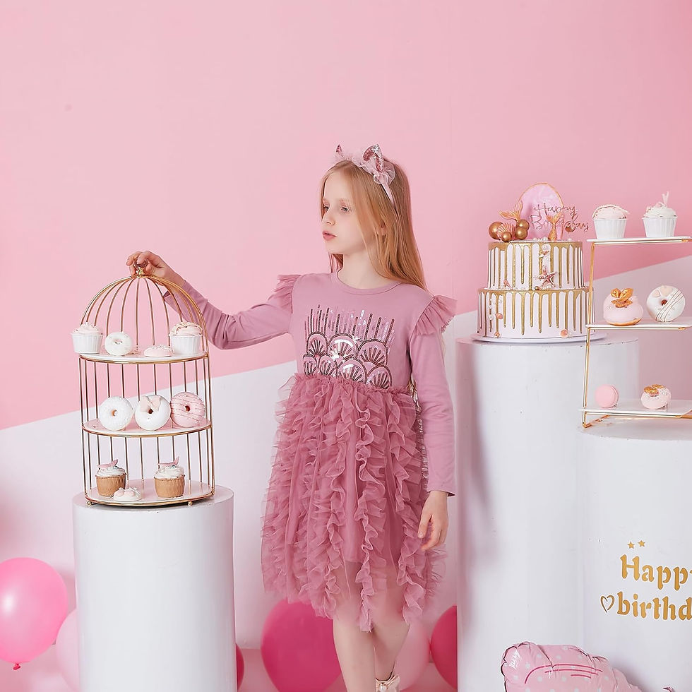 Thumbnail: VIKITA Girls Dresses for Winter Long Sleeve Toddler Girls Clothes Party Tulle H