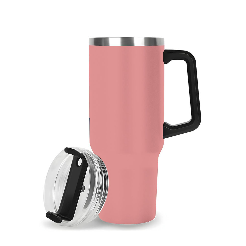 Thumbnail: 40oz Stainless Steel Tumbler With Black Handle and Straw