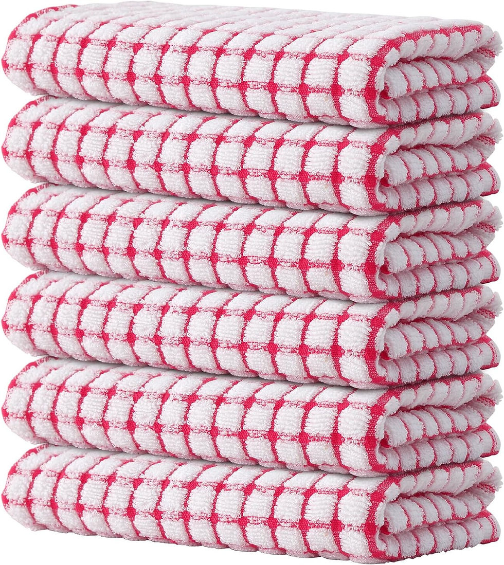 ภาพขนาดย่อ: Kitinjoy Cotton 8 Pack Terry Kitchen Dish Cloths, 12 x 12 Inches Super Soft and