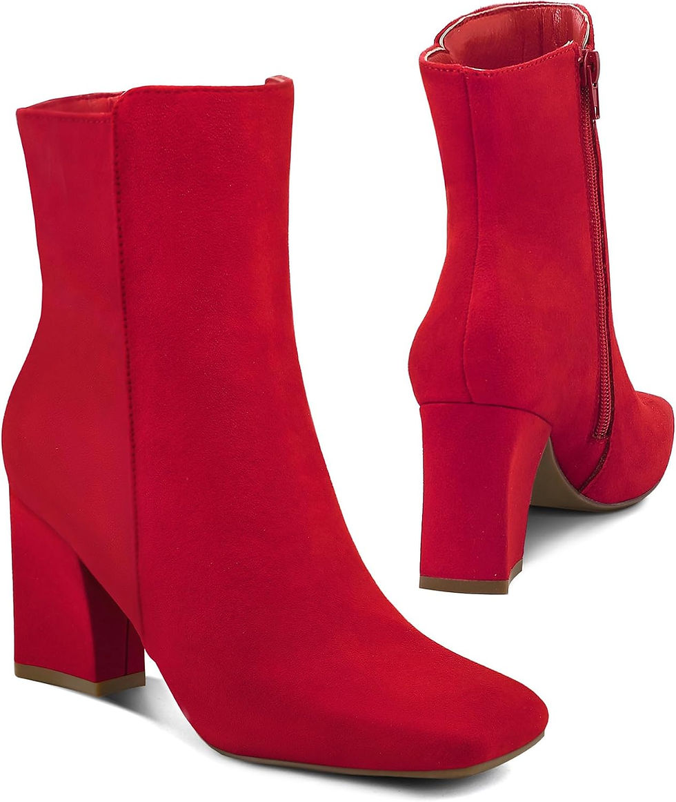 Miniaturbild: mysoft Women's GoGo Ankle Boots Square Toe Side Zipper Chunky Block Heel Mid Ca
