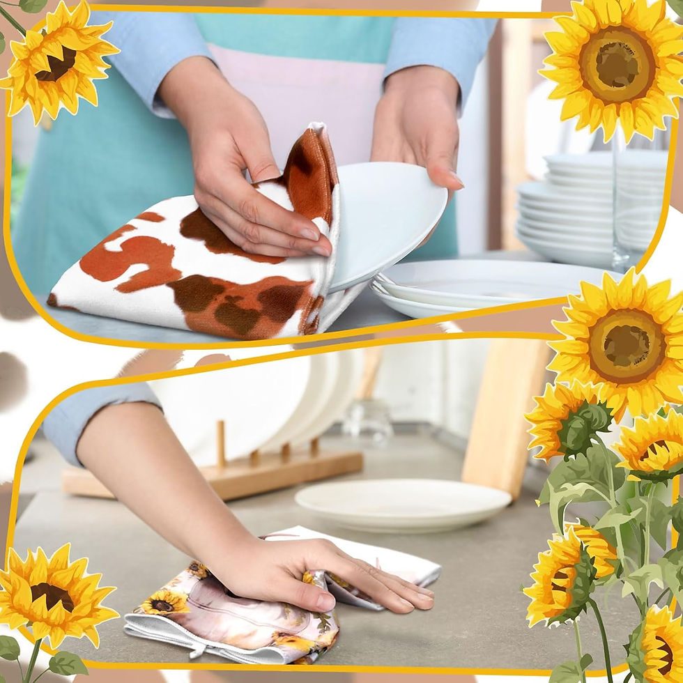 Thumbnail: Bencailor 4 Pcs Sunflower Kitchen Towels Summer Sea Beach Flower Floral Cow Kit