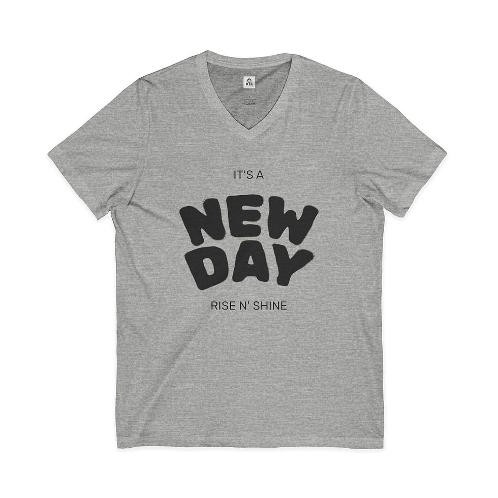 Thumbnail: New Day V-Neck Tee – "It's a New Day" Positive Graphic Shirt
