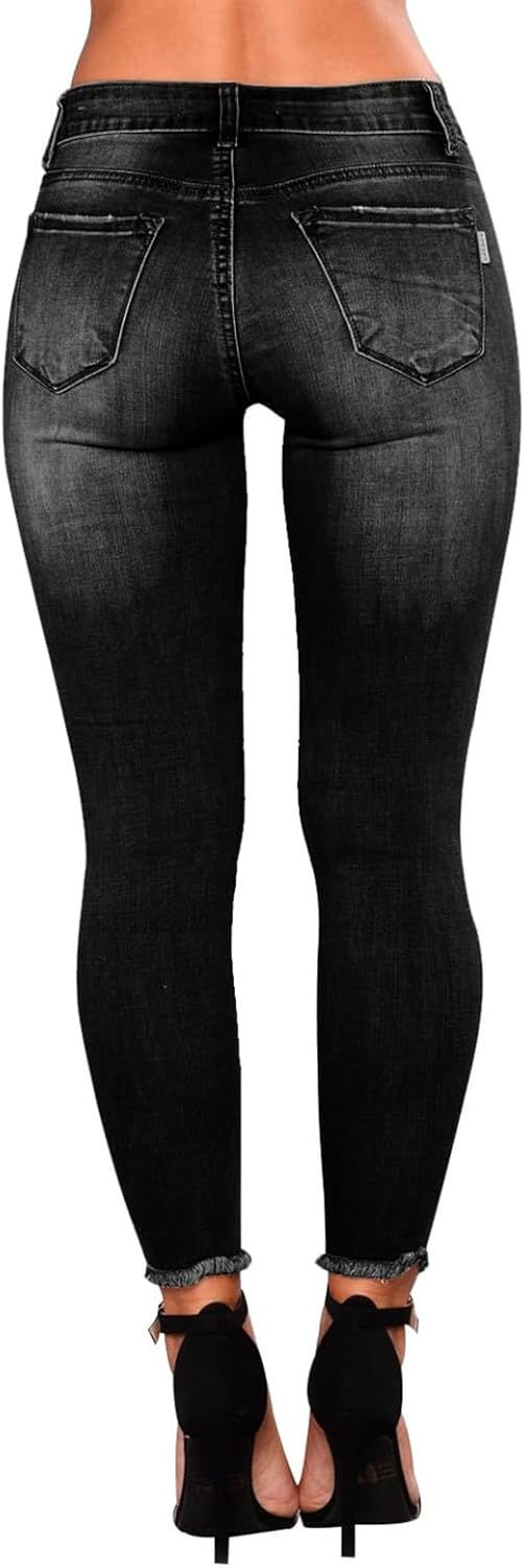 Pikkukuva: Gumipy Womens Skinny Jeans High Waisted Stretchy Ripped Jeans Trendy Tummy Cont