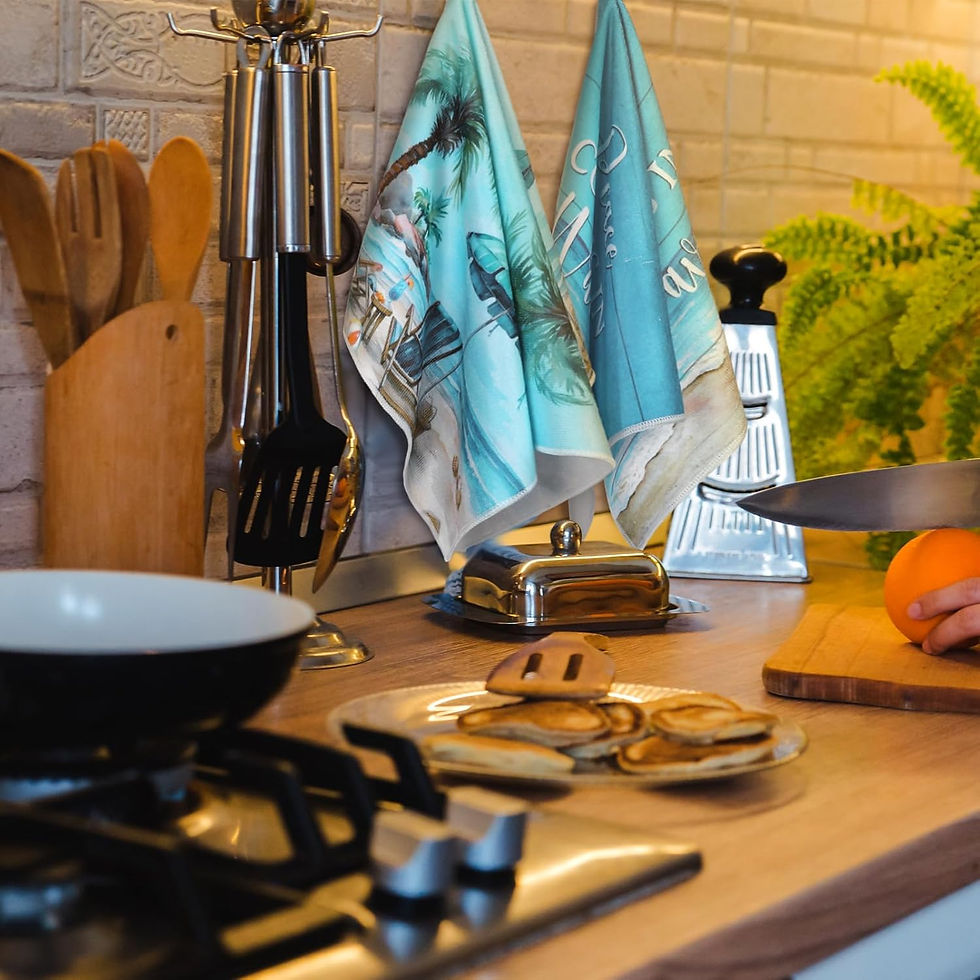 Thumbnail: Bencailor 4 Pcs Sunflower Kitchen Towels Summer Sea Beach Flower Floral Cow Kit