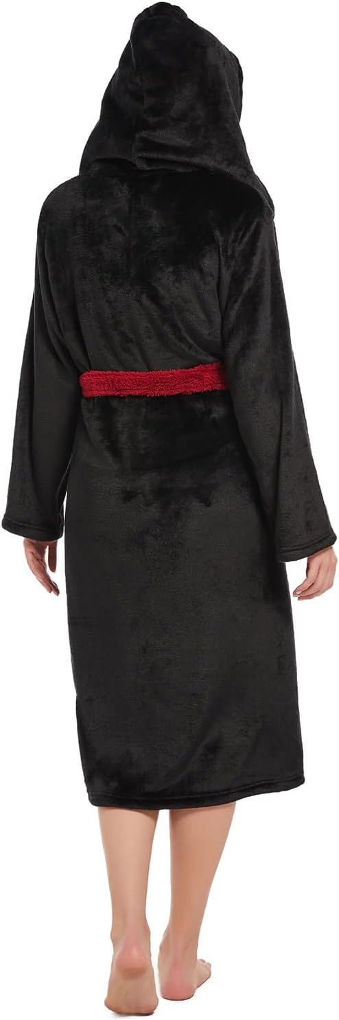 Miniatyrbild: Womens Hooded Robe,Plush Fleece Soft Robe for Women,Cozy Warm Bathrobe,Spa robe