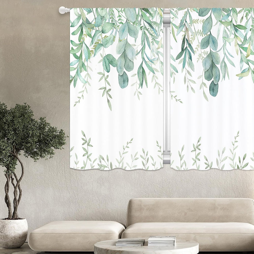 Thumbnail: Light Purple Eucalyptus Kitchen Curtains, Lavender Lilac Violet Wisteria Floral