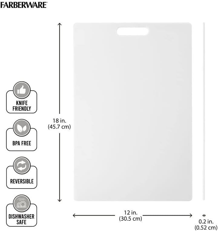 Thumbnail: Farberware Large Cutting Board, Dishwasher- Safe Plastic Chopping Board for Kit