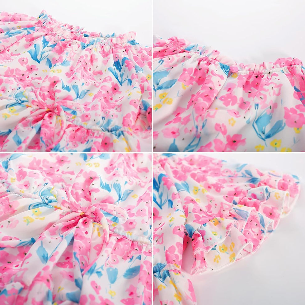 Thumbnail: GRACE KARIN Girls Summer Spring Dress Floral Ruffle Cute Fancy Dress Casual Flo