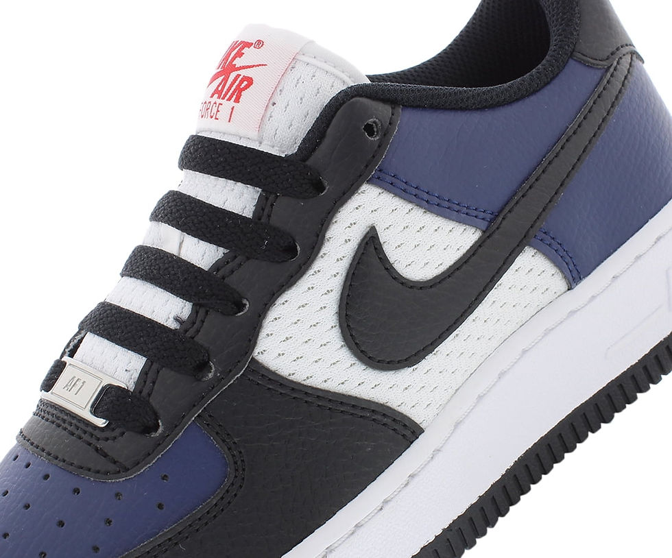 Thumbnail: Nike Air Force 1 GS Boys Shoes Size 6.5, Color: Midnight Navy/Black/White