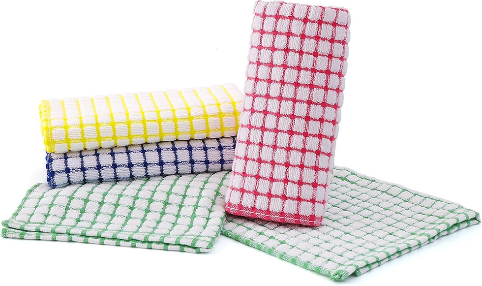 ภาพขนาดย่อ: Kitinjoy Cotton 8 Pack Terry Kitchen Dish Cloths, 12 x 12 Inches Super Soft and