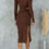 Thumbnail: IHOT Women's Casual Long Sleeve Cutout Drawstring Ruched Side Slit Ribbed Knit 