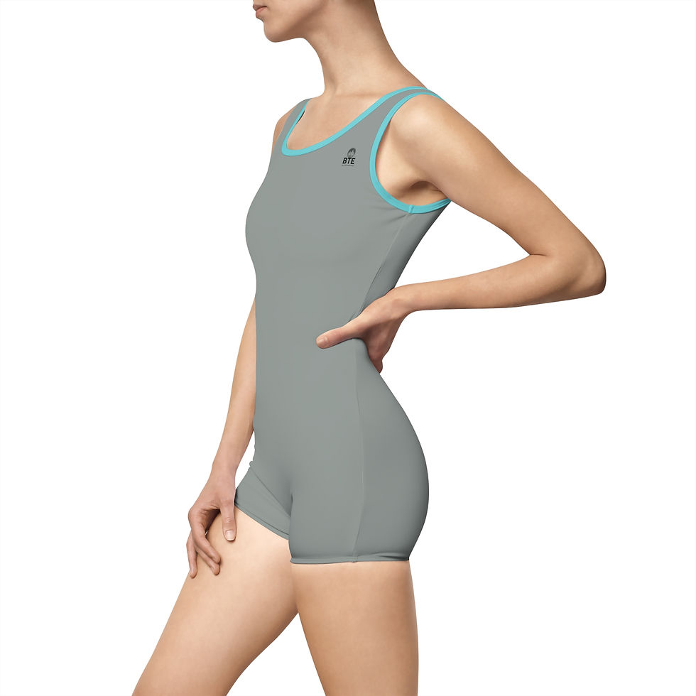 Thumbnail: Vintage Women's One-Piece Swimsuit – Retro Scoop Back with Yellow Trim