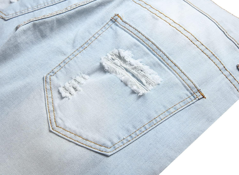 Thumbnail: Men's Ripped Skinny Stretch Jeans Vintage Distressed Straight Leg Denim Pants R