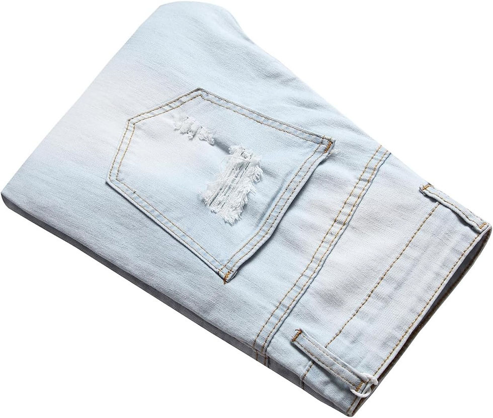 Thumbnail: Men's Ripped Skinny Stretch Jeans Vintage Distressed Straight Leg Denim Pants R
