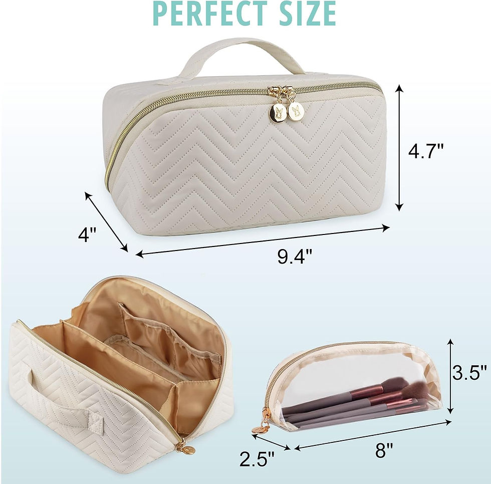 الصورة المصغرة: Makeup Bag Cosmetic Bag, Large Capacity Travel Makeup Bag for Women with Portab