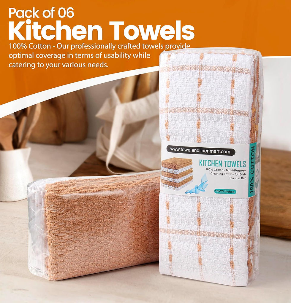 Thumbnail: Towel and Linen Mart 100% Cotton Kitchen Towels,15 x 25 Inches Navy,Soft, Absor