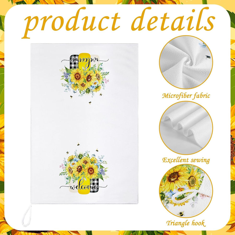 Thumbnail: Bencailor 4 Pcs Sunflower Kitchen Towels Summer Sea Beach Flower Floral Cow Kit