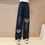 Miniatura: Kids Girls Denim Cargo Pants Casual Baggy Wide Leg Jeans High Waist Floor Lengt
