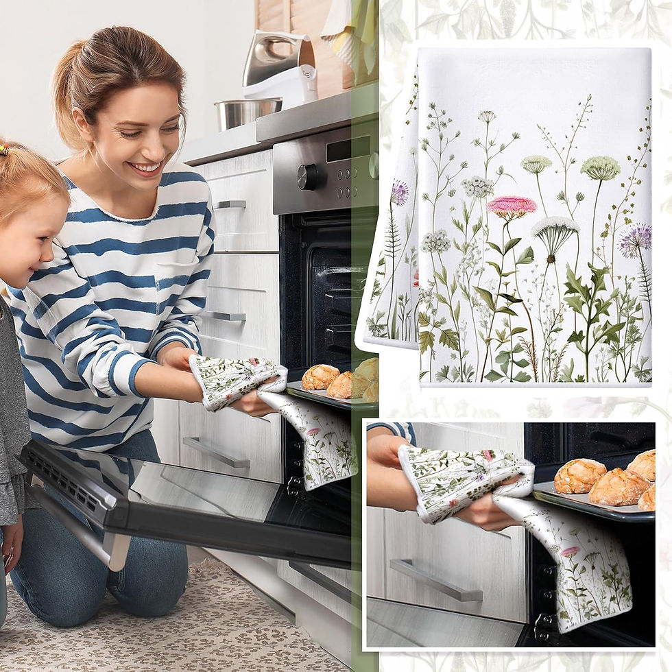 Thumbnail: Bencailor 4 Pcs Sunflower Kitchen Towels Summer Sea Beach Flower Floral Cow Kit