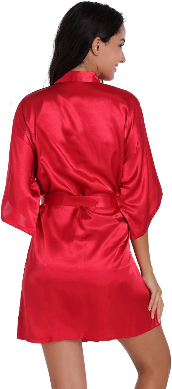 Thumbnail: CuteOn Kids Girl's Satin Silky Kimono Robe for Spa Wedding Birthday Party Gifts