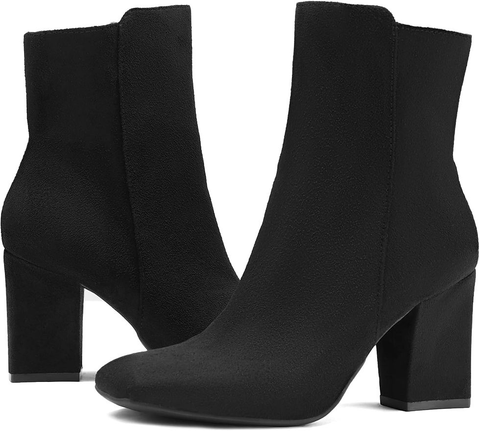 Thumbnail: mysoft Women's GoGo Ankle Boots Square Toe Side Zipper Chunky Block Heel Mid Ca
