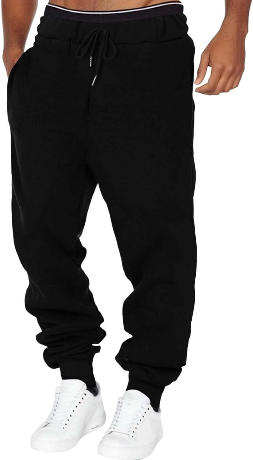 Thumbnail: Mens Baggy Heavyweight Cargo Sweatpants Elastic Waist Drawstring Sweatpants wit