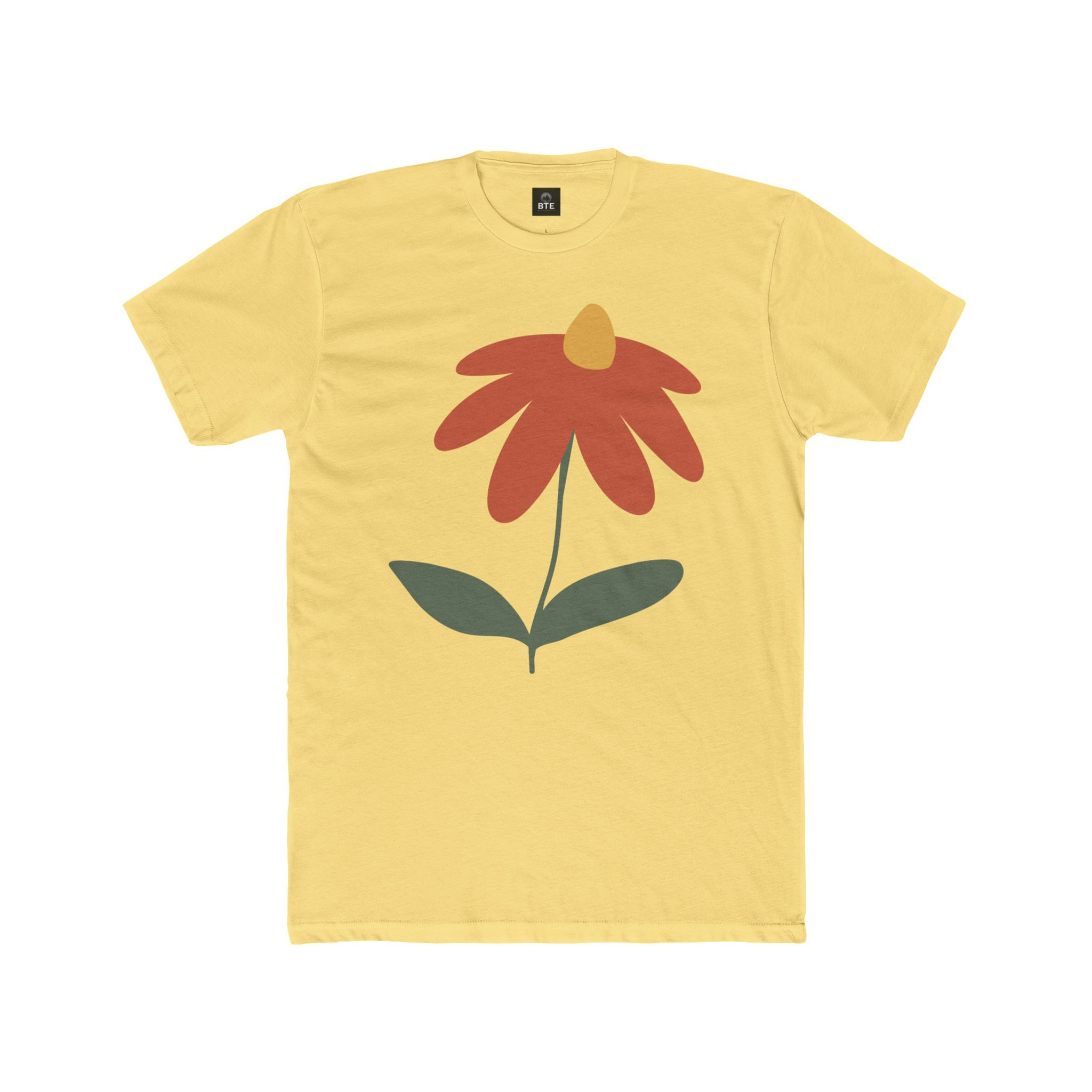 Retro Floral Tee — Minimal Red Daisy Graphic T-Shirt