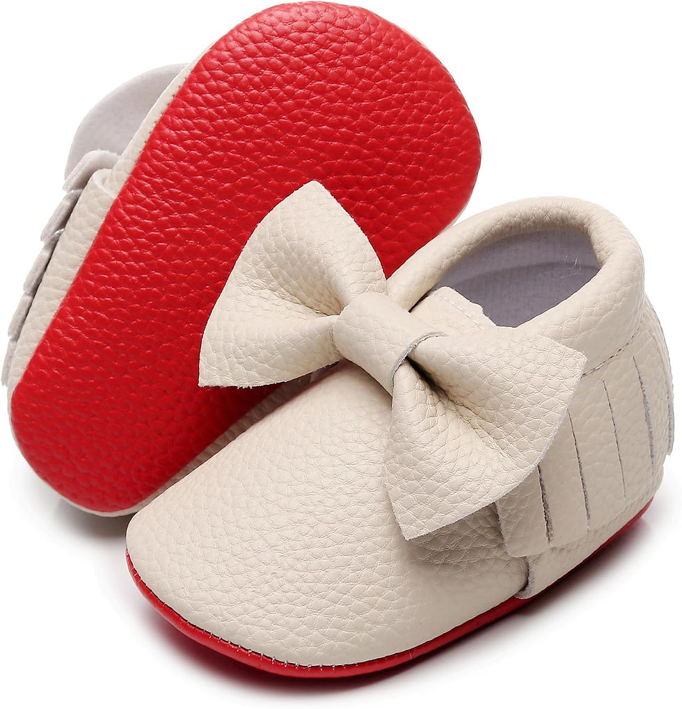 Miniaturbild: Bebila Double Bow Fringe Baby Moccasins - Soft Sole Baby Shoes Girls Toddler Cr
