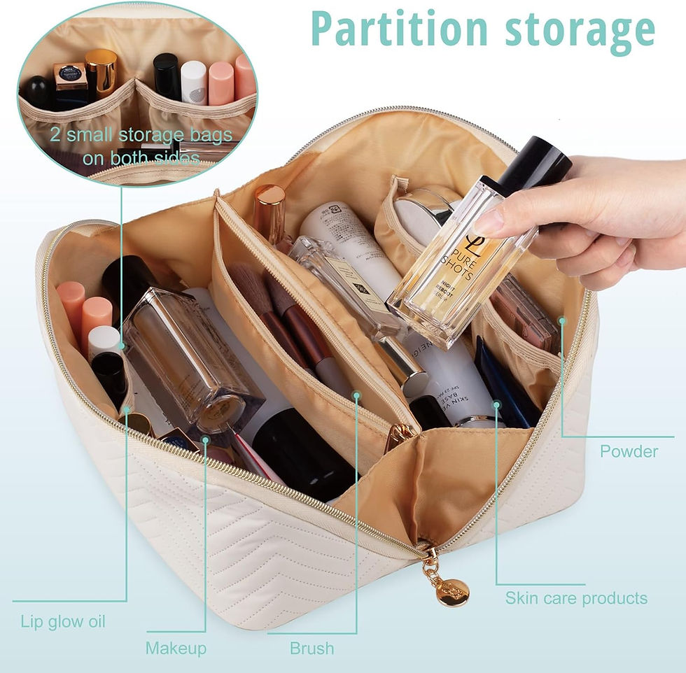 Thumbnail: Makeup Bag Cosmetic Bag, Large Capacity Travel Makeup Bag for Women with Portab