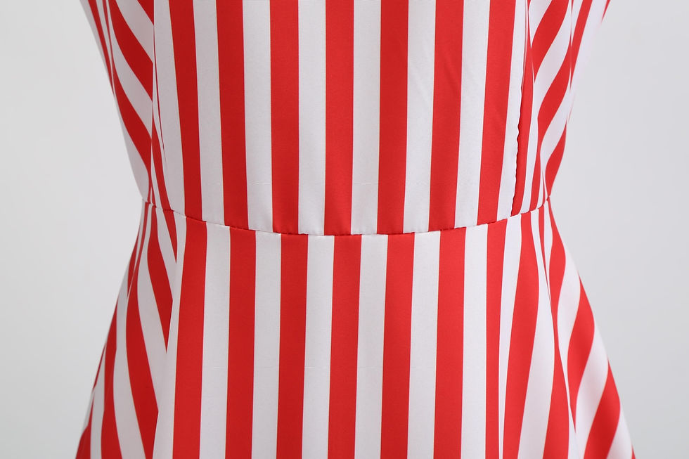 Thumbnail: Plus Size French Style Striped Sleeveless Dress