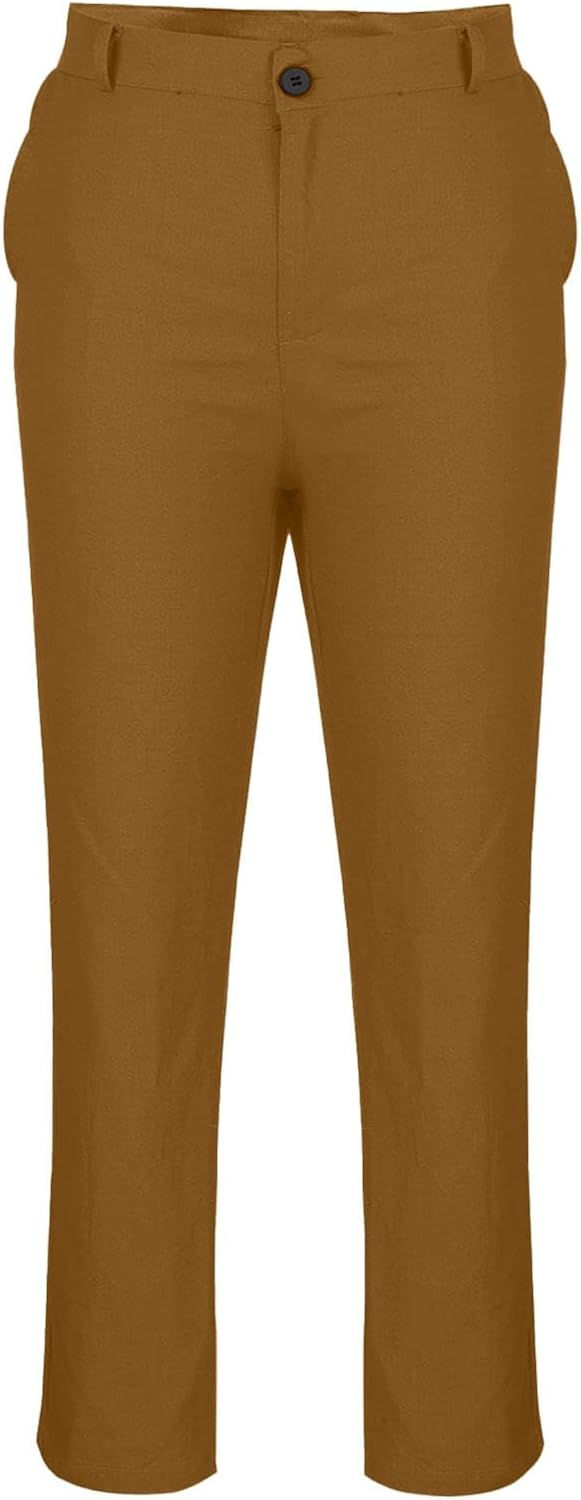 Thumbnail: Work Pants for Men Casual Flat Front Dress Pants Straight Fit Men Office Busine