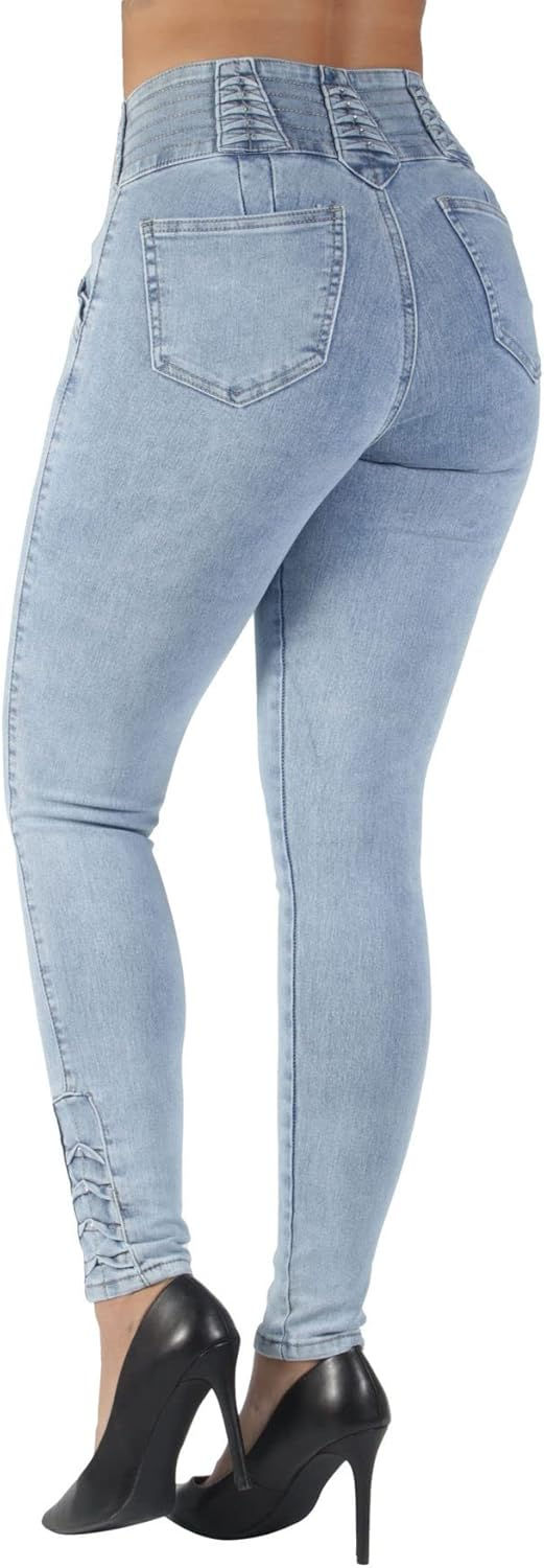 Thumbnail: Plus/Junior Size Colombian Design Butt Lift Levanta Cola Stretch Skinny Jeans