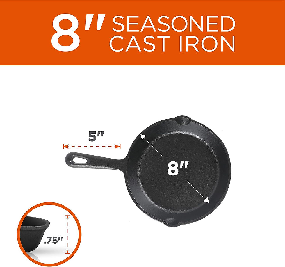الصورة المصغرة: Commercial CHEF 6.5 Inch Cast Iron Skillet, Black
